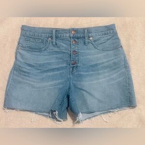 Madewell Light Blue High-Rise Button-Fly Denim Shorts